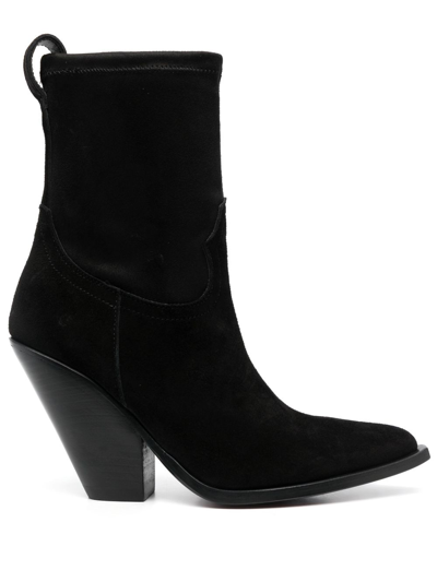 Sonora 100mm Pointed-toe Suede Boots In Black
