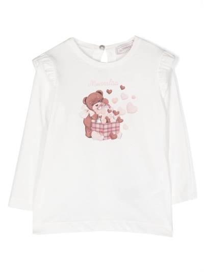 Monnalisa Babies' Logo-print Cotton T-shirt In White