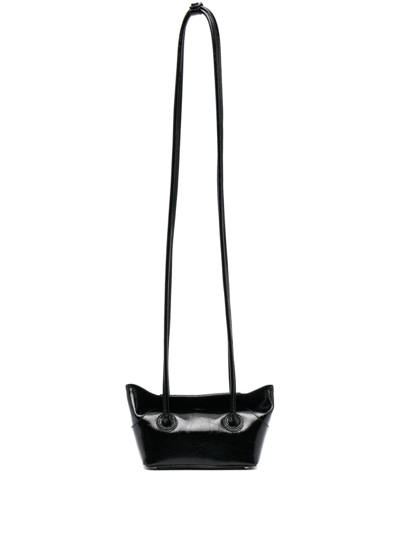Marge Sherwood Mini Boat Shopper Shoulder Bag In Black Crinkle