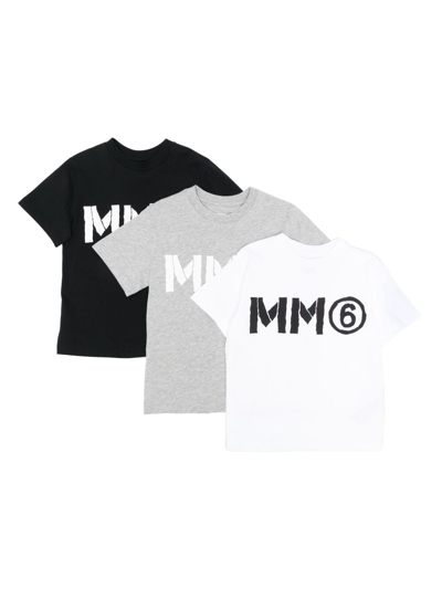 Mm6 Maison Margiela Kids' Logo-print Cotton T-shirt (pack Of Three) In Multi