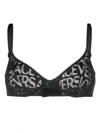 Versace Allover Mesh Underwire Bra In Black