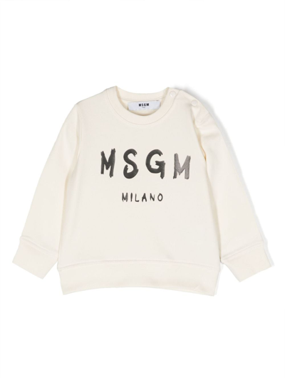 Msgm Babies' Logo-print Sweatshirt In White