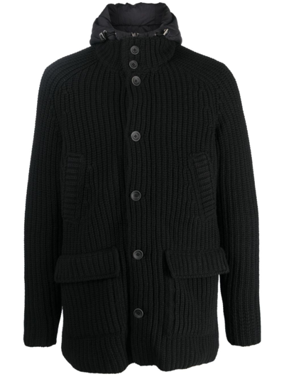 Herno Knitted Hooded Jacket In Black