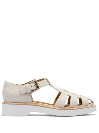 Church's Hove W4 Caged Nubuck-leather Sandals In White