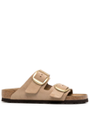 Shop Birkenstock Slip-on Flat Sandals In Brown