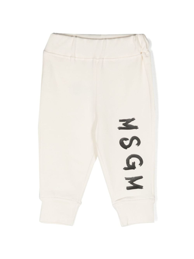 Msgm Ivory Trousers For Baby Kids With Logo
