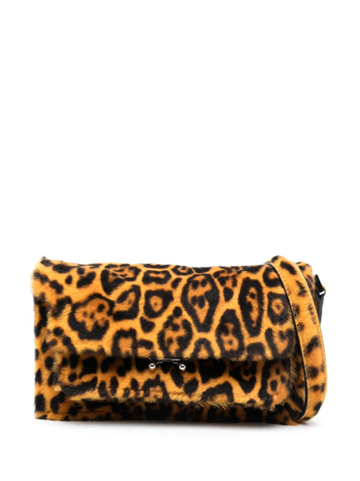 Marni Leopard-print Crossbody Bag In Gold