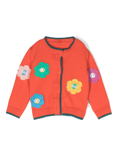 Stella Mccartney Kids' Motif-embroidered Cotton Cardigan In Orange