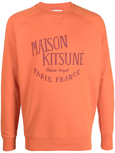 Maison Kitsuné Logo印花棉卫衣 In Orange