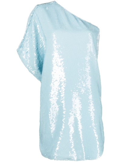 The Frankie Shop Gloria Sequinned One-shoulder Mini Dress In Blue