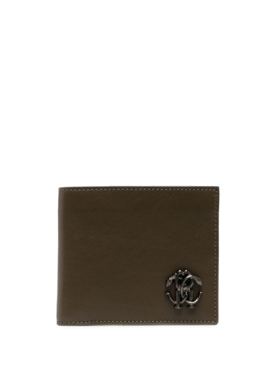 Roberto Cavalli Logo-plaque Leather Wallet In Brown