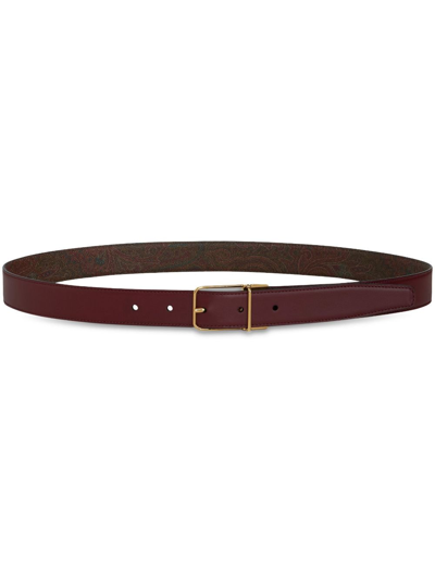Etro Reversible Buckled Leather Belt In Brown