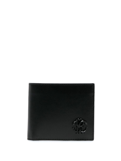 Roberto Cavalli Logo-plaque Leather Wallet In Black