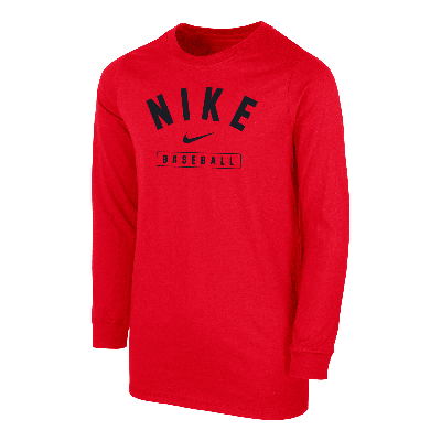 Nike Baseball Big Kids' (boys') Long-sleeve T-shirt In Red