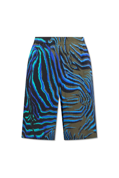 Versace Patterned Elastic Waist Shorts In Blue