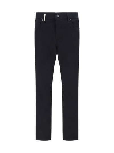 Moschino Logo Plaque Straight Leg Trousers In Black