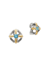 Konstantino Women's Delos 2.0 Crest 18k Gold, Sterling Silver & Blue Topaz Earrings