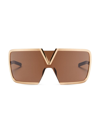 Valentino V-romask Shield-frame Sunglasses In Gold & Brown
