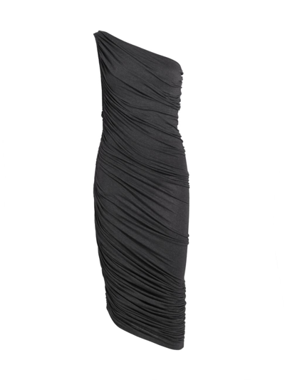 Norma Kamali Diana One-shoulder Shirred Midi Dress In Negro
