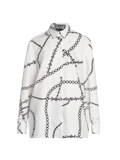 Versace Jeans Couture Technical Fabric Shirt With Necklace Print In White