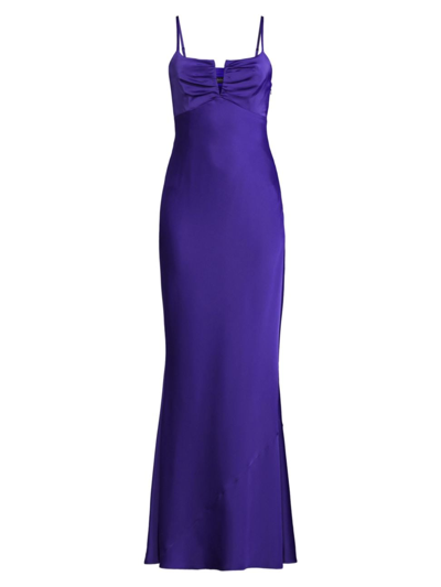Liv Foster Women's Satin Ruched Bodice Mermaid Gown In Royal Sapphire