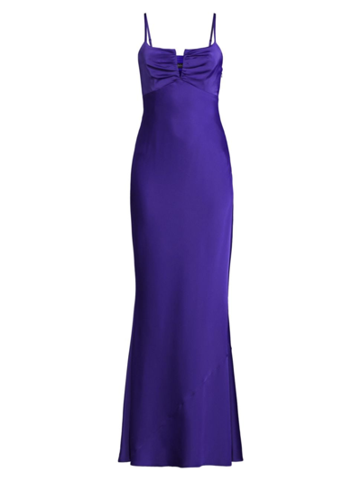 Liv Foster Womens Key Hole Neck Ruched Evening Dress In Royal Sapphire