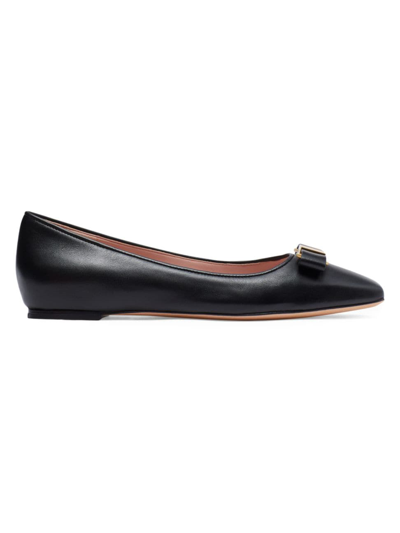 Kate Spade Bowdie Leather Ballerina Flats In Black