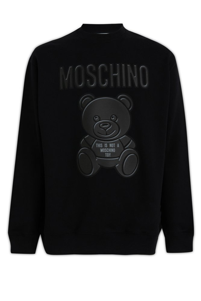 Moschino Teddy Bear Printed Crewneck Sweatshirt In Black