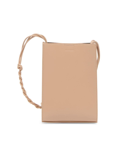 Jil Sander Men's Tangle Small Leather Crossbody Bag In Clay