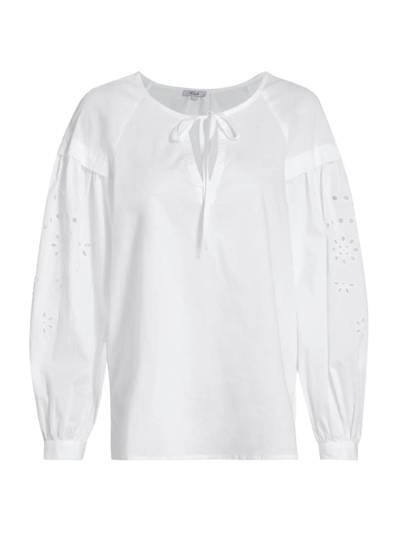 Rails Dari Embroidered-sleeve Blouse In Beach White