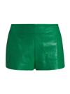 ALICE AND OLIVIA WOMEN'S BRIALLEN SNAKE-EMBOSSED VEGAN LEATHER SHORTS