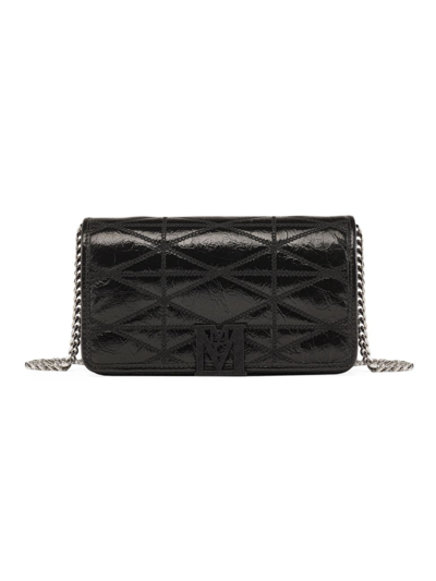 Mcm Women's Large Travia Leather Wallet-on-chain In Black