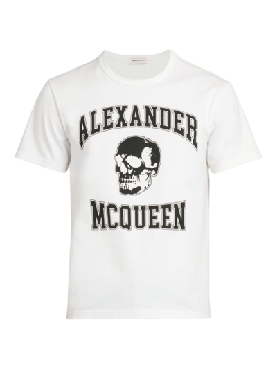 Alexander Mcqueen Logo-print Cotton-jersey T-shirt In White,black