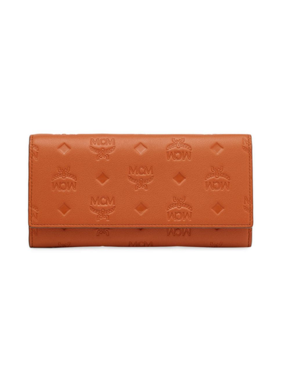 Mcm Women's Large Aren Embossed Leather Continental Wallet In Bombay Brown