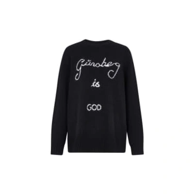 Bella Freud Ginsberg Is God Brand-print Organic-cotton T-shirt In Black