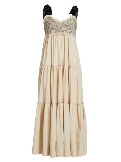 Free People Bluebell Smocked Bodice Tiered Maxi Sundress In Vacation Sand