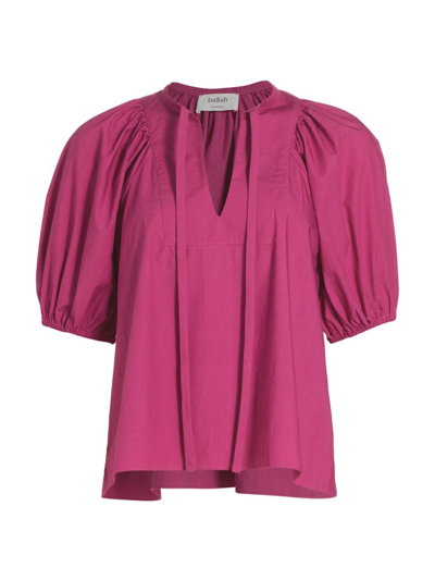 Ba&sh Women's Jamie Puff-sleeve Cotton Top In Pink