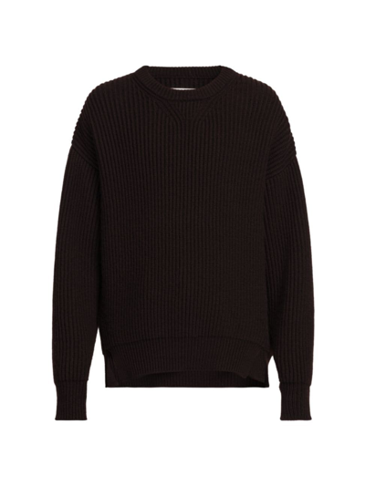 Jil Sander Wool Round-neck Sweater In Ebony Brown