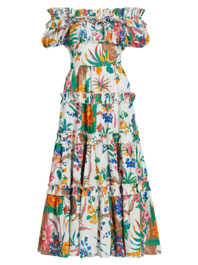 Love The Label Women's Rosaline Floral Off-the-shoulder Midi Dress In Kismet Print