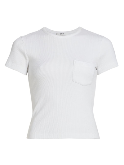 Agolde Arlo Rib-knit Pocket Tee In White