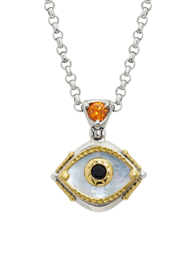 Konstantino Women's Birthstone 18k Gold, Sterling Silver & Multi-stone January Evil Eye Pendant