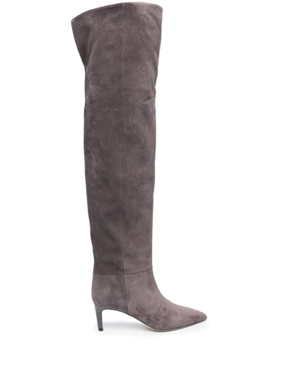 Paris Texas Pointed-toe 60mm Leather Boots In Grey