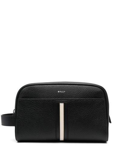 Bally Pebbled-leather Wash Bag In Black