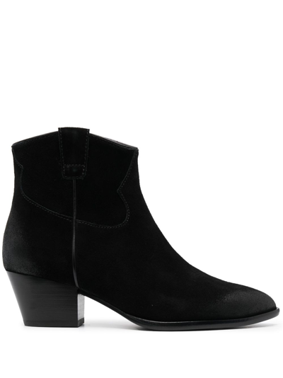 Ash Houston Pointed Suede Boots In Black