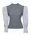 LUCY PARIS CLARE BUBBLE SLEEVE TOP IN GREY