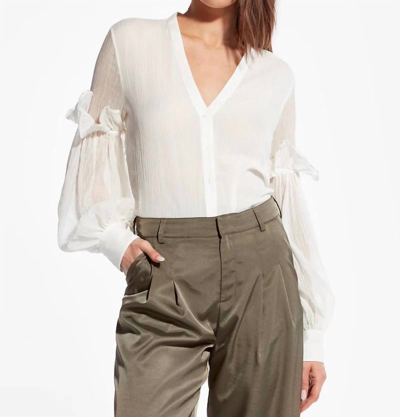 As By Df Amber Crinkled Chiffon Button-front Blouse In White