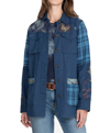 Johnny Was Moonlight Tie Dye Patchwork Military Jacket In Denim Blue In Multi