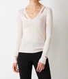ECRU LONG SLEEVE V-NECK WITH CUTOUTS TOP IN PINK