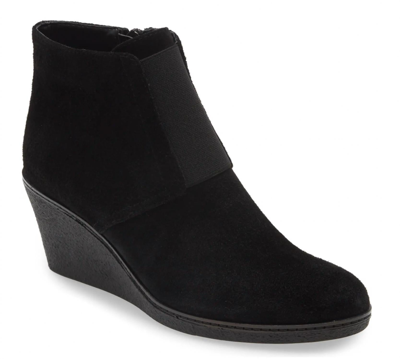 The Flexx Moira Wedge Booties In Black Suede