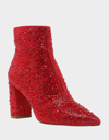 Betsey Johnson Cady Womens Embellished Block Heel Ankle Boots In Red